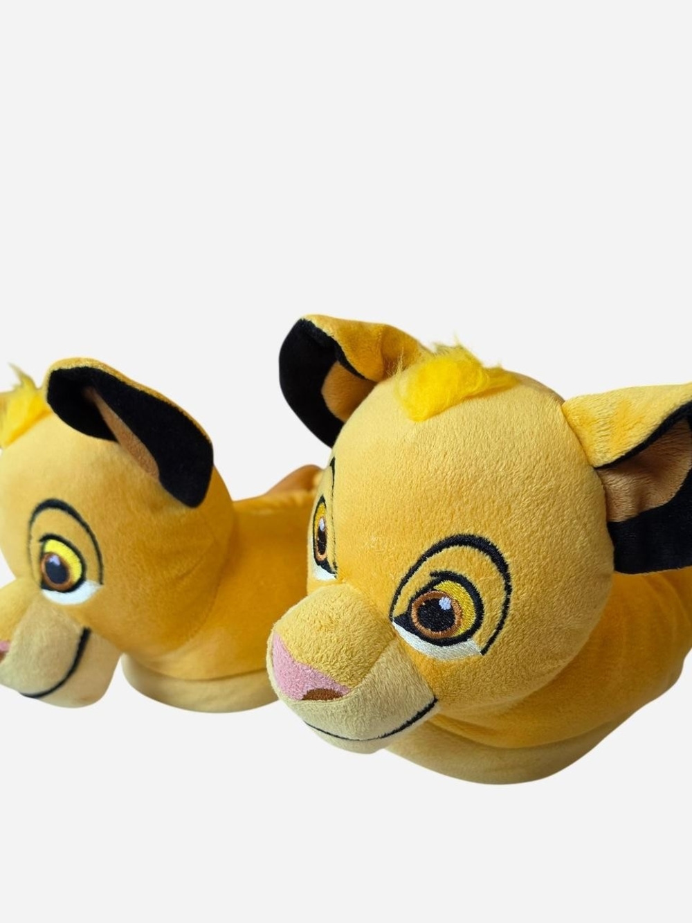Disney Yellow Simba Plush Slippers with Black Ear Accents